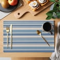 thumbnail image 2 of Blue Striped Placemats Set of 4, Farmhouse Vintage Stripe Placemats for Dining Table, Place Mats for Kitchen Tabletop, Waterproof Wipeable Dining Table Mats Set, 2 of 9
