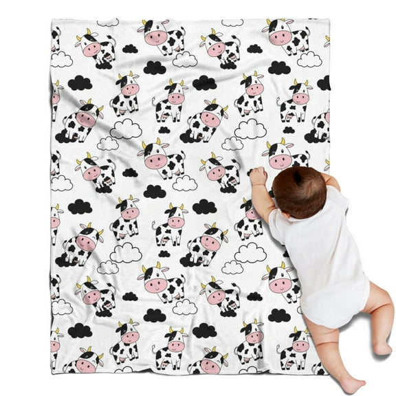 White Cow Cloud Pattern Blanket,Comfortable Soft Flannel Throw Blanket,All Season,Warm Lightweight Blankets for Sofa Bed Couch Living Room Chair,30"x40"