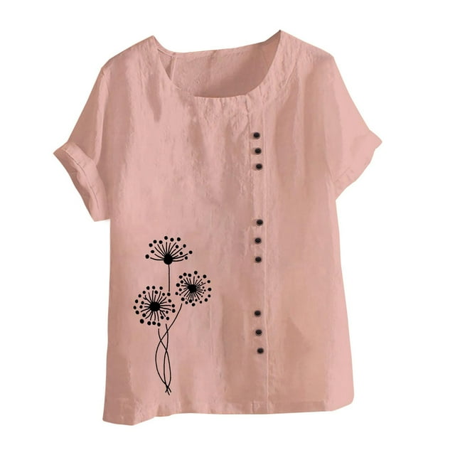 Birdeem Mode Femmes Été T-Shirt Imprimé Ample Col Rond Manches Courtes Blouse Décontractée