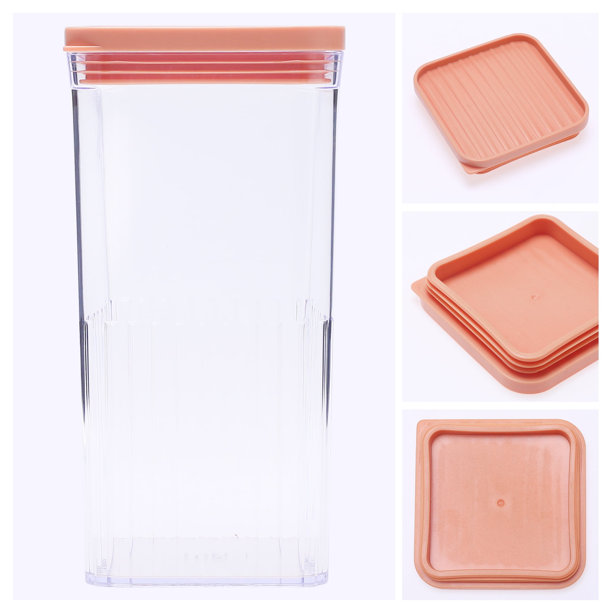 Unique Bargains 5 Pcs Airtight Food Storage Containers for Pantry Organization 30 oz Light Orange
