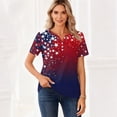 thumbnail image 3 of Iaqnaocc 4th Of July Womens Shirts Short Sleeve Button V Neck Patriotic American Flag Stars Tops Vintage Summer Freedom T Shirts for Women Dark Blue M, 3 of 4