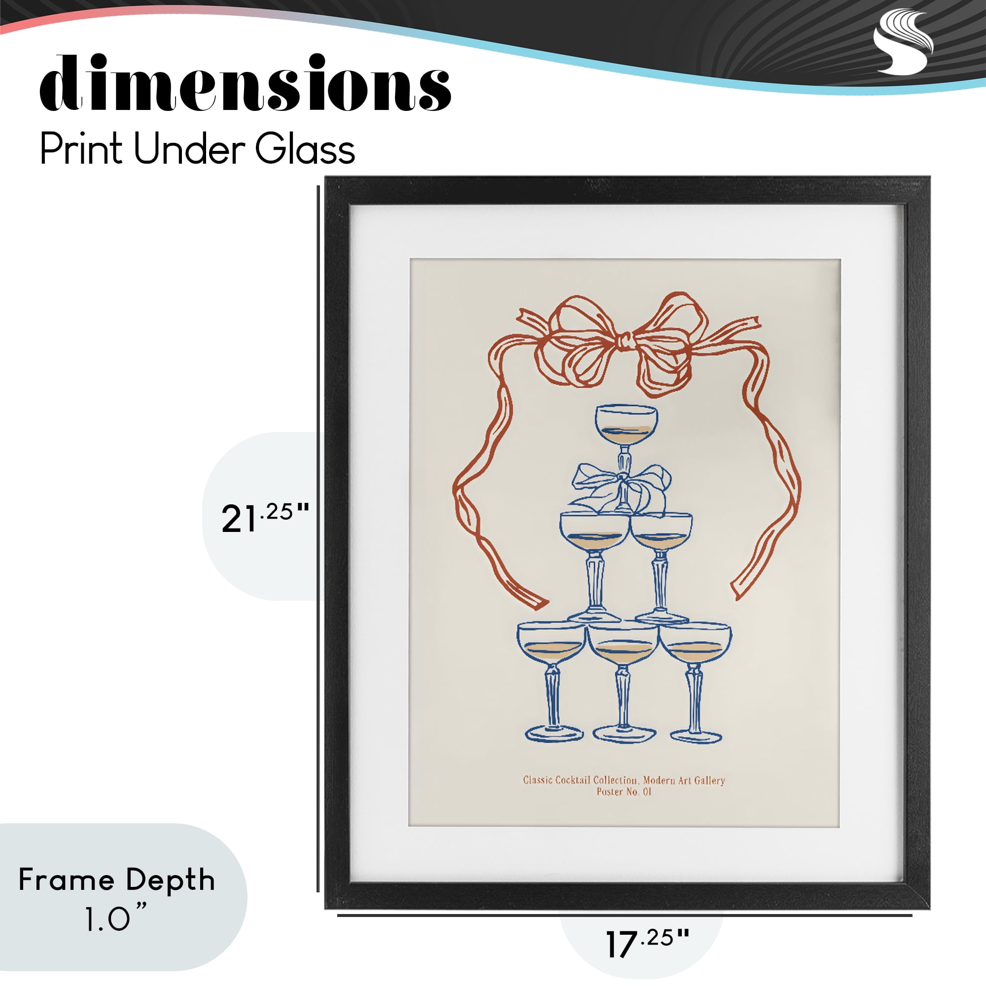 Stupell Industries Classic Cocktail Tower Black Framed Print Under Glass, design by The Prints Vibe
