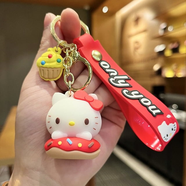 Sanrio-Llavero colgante con forma de Donut para niños, muñeco de dibujos animados de Cinnamoroll, bonito regalo de cumpleaños Fivean unisex
