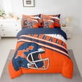 thumbnail image 2 of jejeloiu Deepblue Orange Helmet 7 Pieces Bedding Comforter Set,American Rugby Ball Full Bedding Set For Ball Lover Reversible, 2 of 8