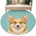 thumbnail image 6 of Green Dog Round Rug 7ft Washable Circle Rugs Non Slip Funny Animals Modern Art Large Area Rug Indoor Floor Carpet for Bedroom Kitchen Living Room Home Office Dining Room Nursery, 6 of 8