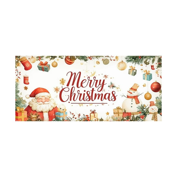 Large Merry Christmas Holiday Banner - Durable Polyester, Easy Install for Indoor/Outdoor (Home, Store Window, Fireplace, Garage)