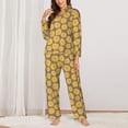 thumbnail image 2 of KLL Sunflower Print Women's Long Sleeve Pajamas with Pants Sleepwear Loungewear 2 Set-Large, 2 of 7