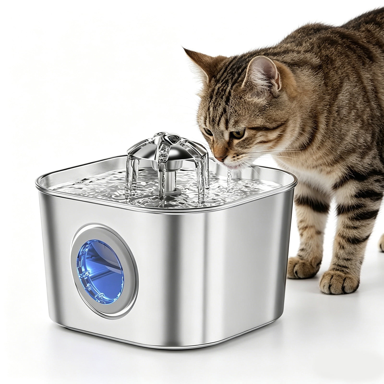 2.2L Stainless Steel Intelligent Pet Drinking Water Dispenser Automatic Water Circulation System Large Capacity Dog Water Feeder