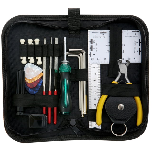 Kit de reparación Mantenimiento de Reparación de Guitarra Kit de Herramientas de Limpieza Incluye Organizador de Cuerdas y String Action Ruler & Calibre Herramienta de Medición & Juego de Llaves Hexag Tomshoo Kit de reparación