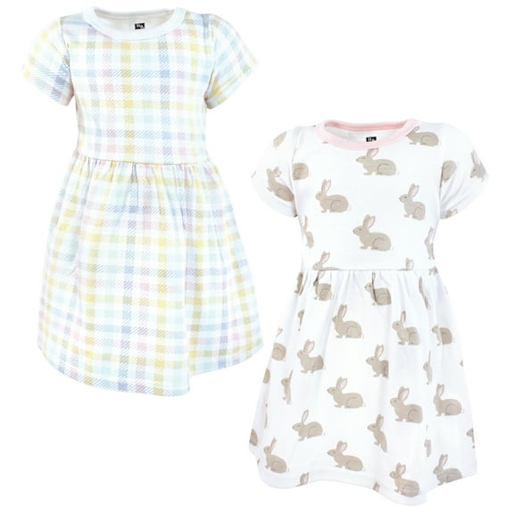 Hudson Baby Girls Cotton Dresses, Easter Plaid Bunny, 0-3 Months