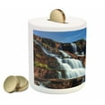 thumbnail image 2 of Rainforest Piggy Bank, Pongour Waterfall Exotic Natural Beauty Landscape Mountain Rocks Print, Ceramic Coin Bank Money Box for Cash Saving, 3.6" X 3.2", White Blue, by Ambesonne, 2 of 4