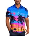 thumbnail image 2 of LEKWK Hawaiian T-Shirts for Men Short Sleeve Collared Button Down Shirts Lightweight Floral Print Loose Fit Beach Party Vacation Wear Blue XXXL, 2 of 6