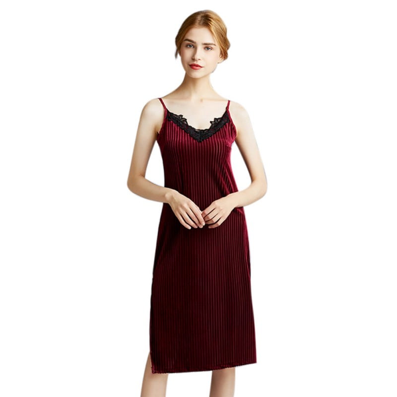 Red velvet night dress Clearance