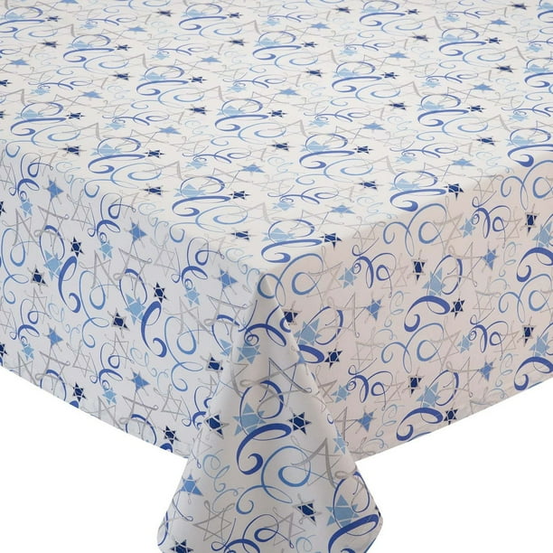 Design Imports 84" Hanukkah Swirl Tablecloth