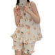 thumbnail image 3 of Conjunto de pijama con tirantes para mujer, ropa de dormir corta con estampado bonito que no destiñe, cómoda y agradable para la piel, traje para el hogar y el Hotel, 3 of 8