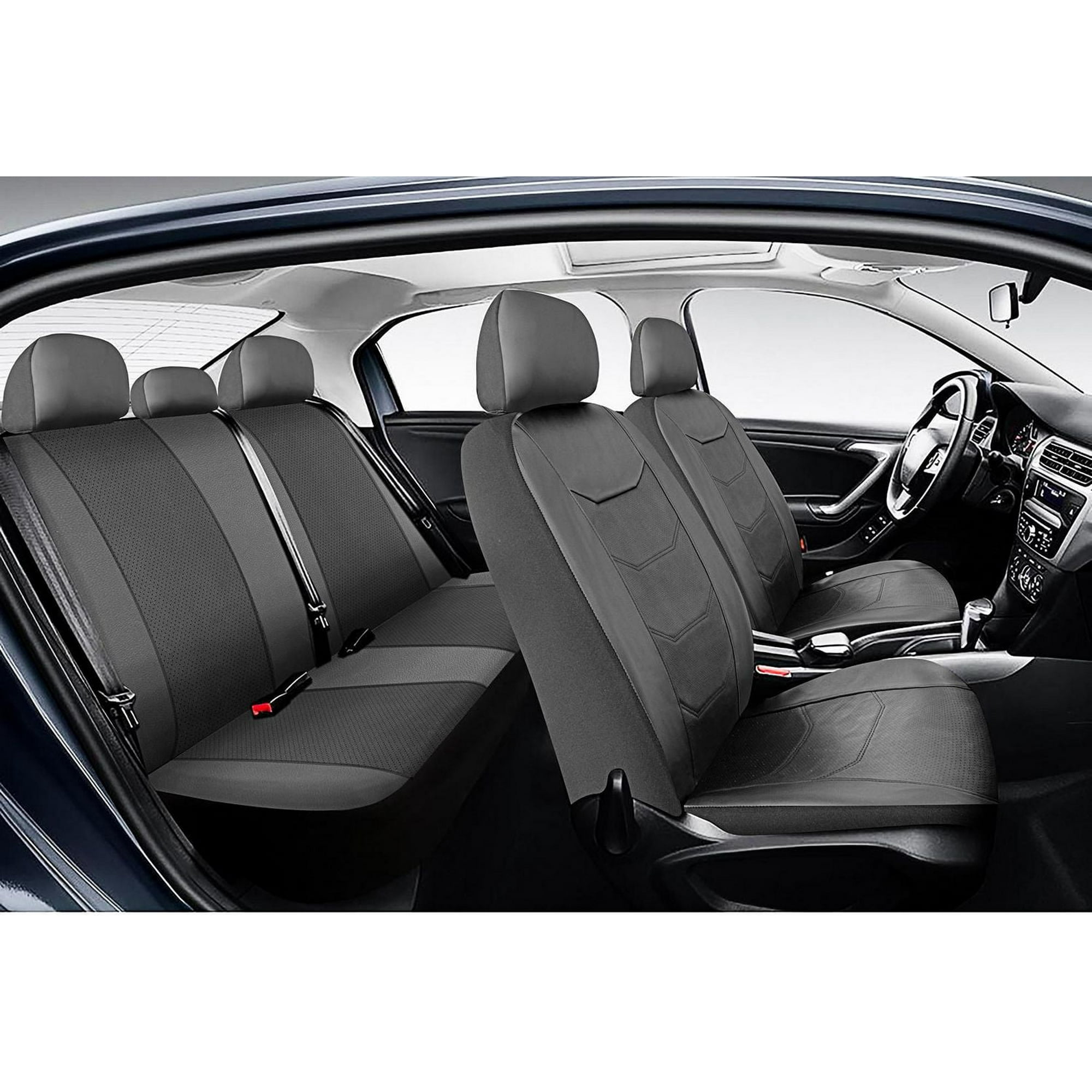 AUTO DRIVE 3-PIECE Faux Leather Car Seat Cover Full Set For Front