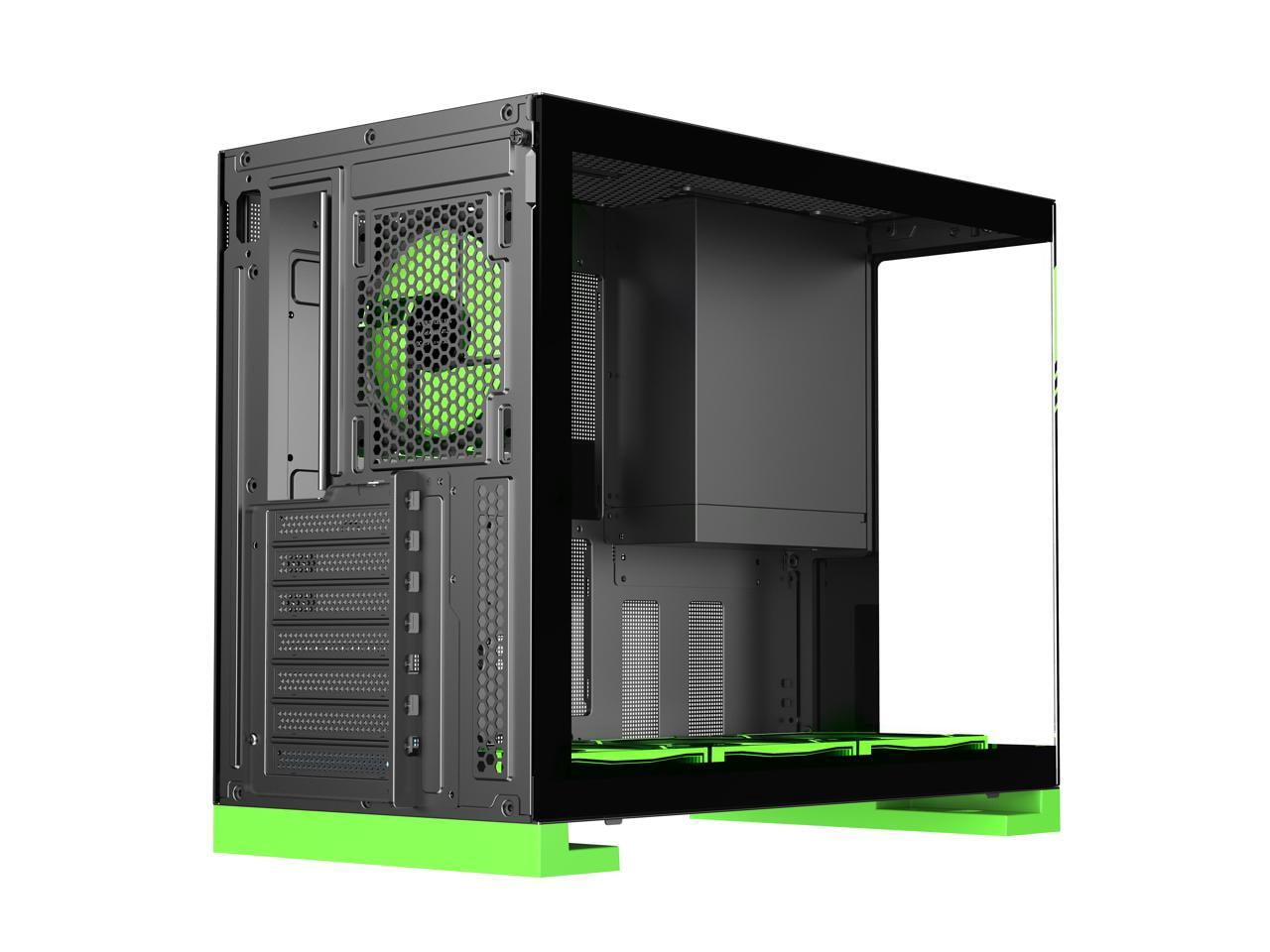 DIYPC IDX8-BK-ARGB Black USB3.0/ Type C Tempered Glass ATX Gaming Computer Case w/ Dual Tempered Glass Panel and 4 x ARGB PWM Fans (Pre-Installed)