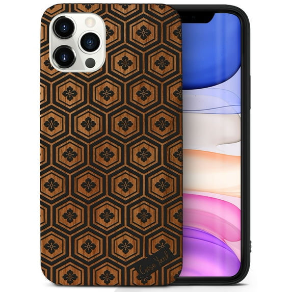 Case Yard Wooden Case for iPhone-11-Pro-Max Soft TPU Silicone cover Slim Fit Shockproof Wood Protective Phone Cover for Girls Boys Men and Women Supports Wireless Charging Japanese Pattern Design