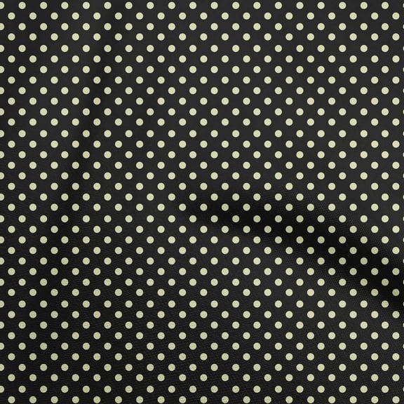 oneOone Polyester Spandex Black Fabric Dot Fabric For Sewing Printed Craft Fabric By The Yard 56 Inch Wide