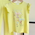 thumbnail image 6 of UAYOTSE Girls Summer Two Piece Set with Ruffled Sleeve Vest and Flared Pants Cartoon Print Breathable Cotton Childrens Clothing,Sizes 7-8 Years, 6 of 6
