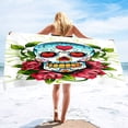 thumbnail image 3 of Toalla de playa con calaveras de microfibra para gimnasio, viajes, fitness, spa, mujeres y niñas, secado rápido, sin arena, tamaño grande, 3 of 5