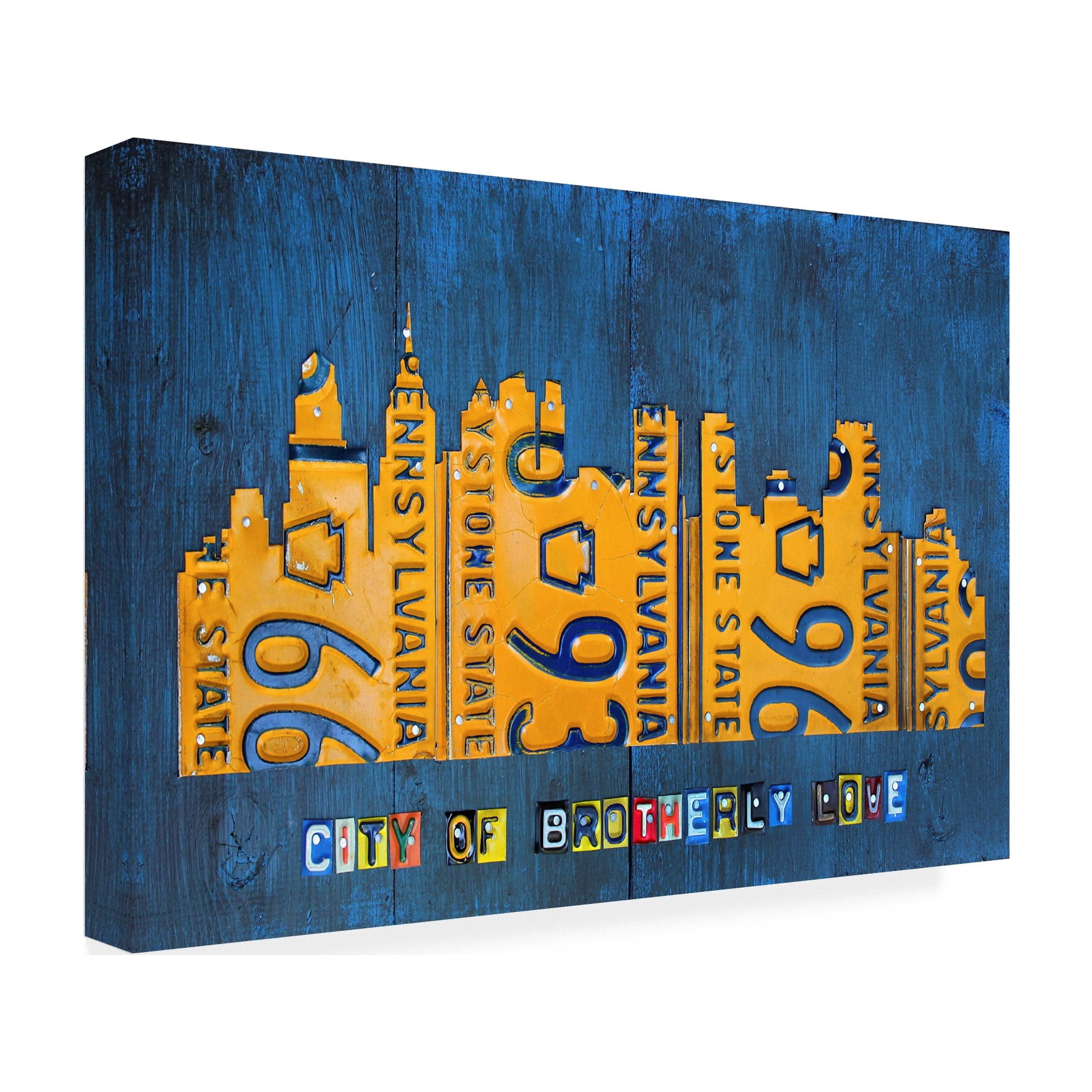 Trademark Fine Art 'Philly Skyline License Plate Art' Canvas Art by Design Turnpike