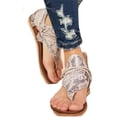 thumbnail image 2 of HEVIRGO Femmes Mode Été Léopard Serpent Zèbre Imprimé Fermeture Éclair Sandales de Plage Chaussures Plates, 2 of 10