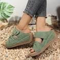 thumbnail image 6 of LOVZFMLL Wedge Sandals for Women 2025 Summer Fashion Casual Slip On Open Toe Chunky Sandals Outdoor Beach Vacation Comfort Walking Clogs Army Green 6.5, 6 of 8