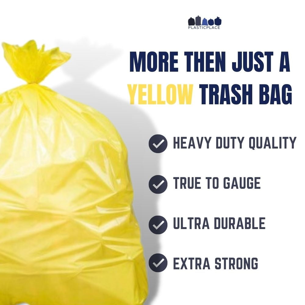 Yellow Garbage Bags, 40-45 Gallon, 1.5 mil