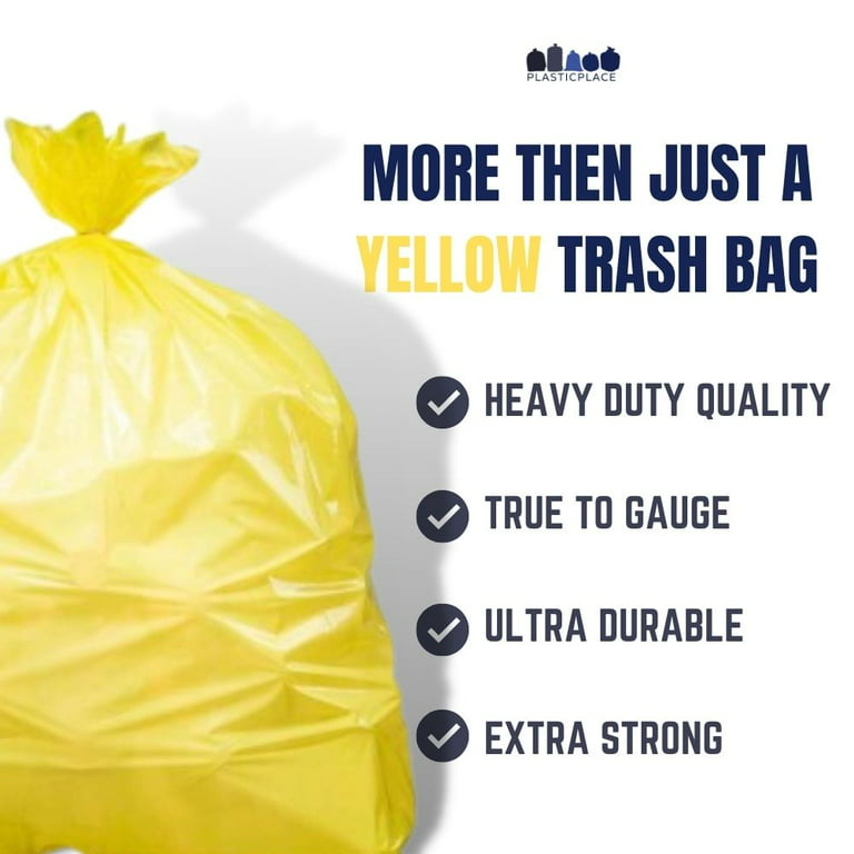 PlasticMill 40-45 Gallon Garbage Bags: Yellow, 1.5 mil, 40x46, 100 Bags.