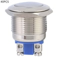 thumbnail image 1 of Interruptor de botón momentáneo impermeable de metal de 19 mm, cabeza redonda de reinicio automático de 2 pines, 40 piezas, 1 of 8