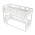 thumbnail image 4 of Bellemave Twin XL Over Twin XL Bunk Bed, Wood Bunk Bed Frame with 21.7" High Guardrail, Converts to 2 Individual Beds, Space Saving Floor Bunk Beds Design for Teen Adults,White, 4 of 7