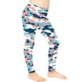 thumbnail image 3 of COEQINE Camo Pink Blue White Girls Yoga Legging High Waist Sport Pants Buttery Soft Stretch Running Leggings, for 10-11 Years Kids Girls, 3 of 7