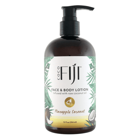 Coco Fiji Face & Body Lotion Infused With Coconut Oil | Lotion for Dry Skin | Moisturizer Face Cream & Massage Lotion for Women & Men | Pineapple Coconut 12 oz, Pack of 1