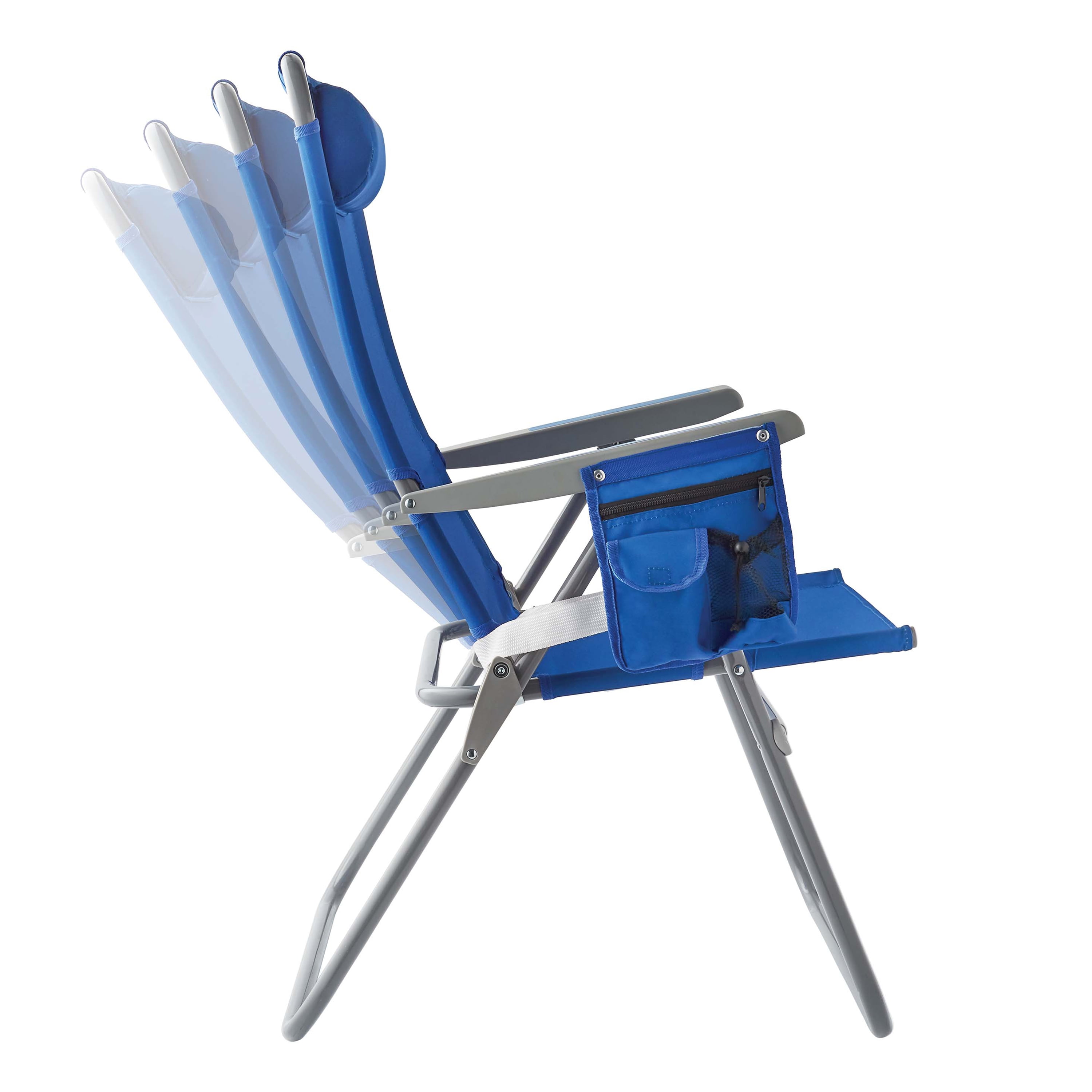 2 Pack Mainstays Reclining 4 Position Oversize Beach Chair Blue
