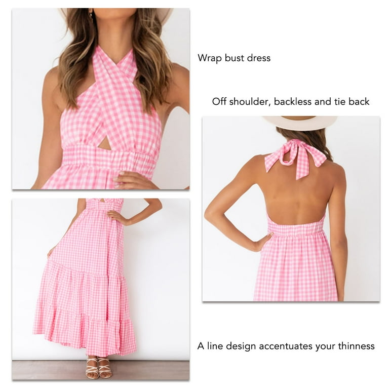 Bow plaid wrapped chest open back high waist jumpsuit Bow plaid wrapped chest open back high waist jumpsuit