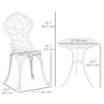 thumbnail image 3 of Outsunny Ensemble de Meubles 3 Pcs, Table et Chaises de Patio pour Jardin, Blanc, 3 of 10