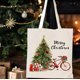 thumbnail image 1 of Bolsa de lona navideña | Bolsa reutilizable para regalos y compras | Tamaño grande: 58 x 39 cm | Colores verde, rojo y blanco | Ideal para fiestas y viajes diarios, 1 of 5