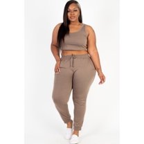 Plus Size French Terry Cropped Tank Top & Joggers Set