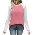 thumbnail image 2 of Neewe Women's Casual Long Sleeve Tops Crew Neck Fall Basic T Shirts Going Out T-Shirts Striped Block Color, 2 of 7