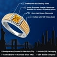 thumbnail image 2 of Gem Stone King 925 Silver and 10K Yellow Gold Yellow Citrine and White Lab Grown Diamond Statement Ring for Men | 0.76 Cttw | Princess 5MM | Gemstone November Birthstone | Size 9, 2 of 5