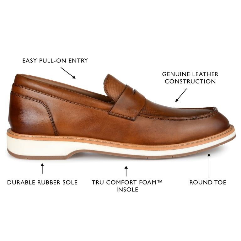 Thomas & Vine Mens Watkins Slip-on Penny Loafer, Widths 