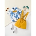 thumbnail image 2 of Baby Boy Blue Coconut Tree Print Shirt With Suspenders And Shorts Set, 2 of 5