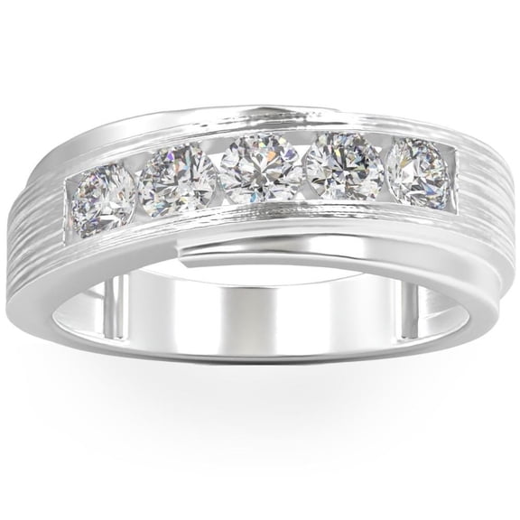 Pompeii 1Ct Diamond Men's Ring Brushed Wedding Band in White Rose or Yellow Gold