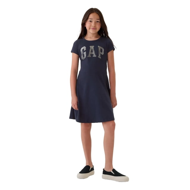 Vestido para niña GAP azul marino de algodón, manga corta, talla 10