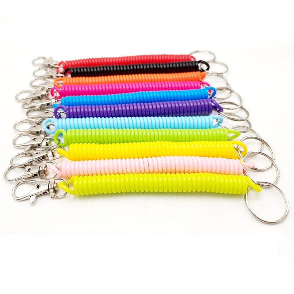 Shapenty Colored Plastic Coil Stretch Wristband Elastic Stretchable Spiral  Bracelet Key Ring Chain for Gym, Pool, ID Badge and Outdoor Sports, 20PCS