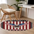thumbnail image 4 of Independence Day Round Area Rug 4Ft Washable Circle Rugs for Bedroom Dining Room, Eagle U.S Flag Red Blue Stripes Retro Non-Slip Carpet Floor Mats Indoor Outdoor Carpet Runner Aesthetic Home Decor, 4 of 8