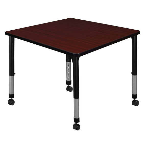 Regency 36 in. Square Height Adjustable Mobile Classroom Activity Table- Mahogany