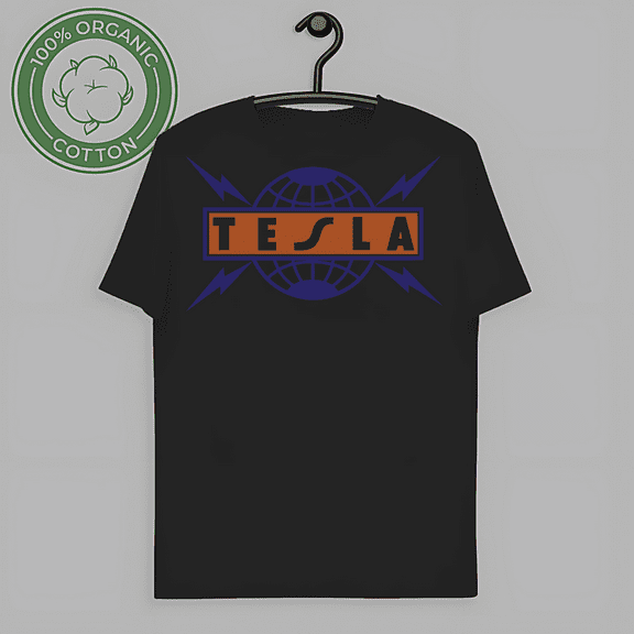 LIMITED EDITION Tesla logo T-shirt 80's Rock Metal Band T-Shirt Graphic Tee Cotton-TH59316