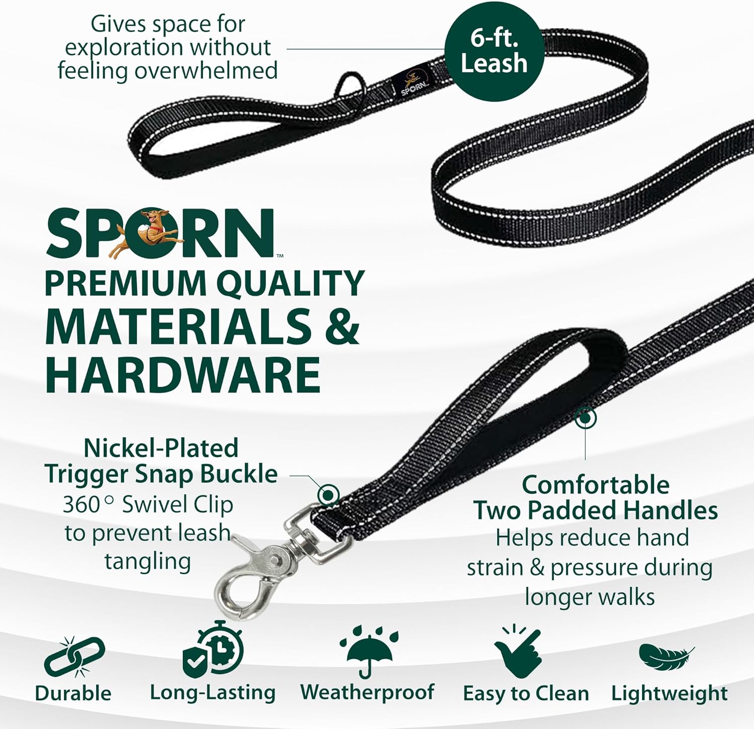 Sporn Dual Handle Dog Training Leash 6 Feet photo 5